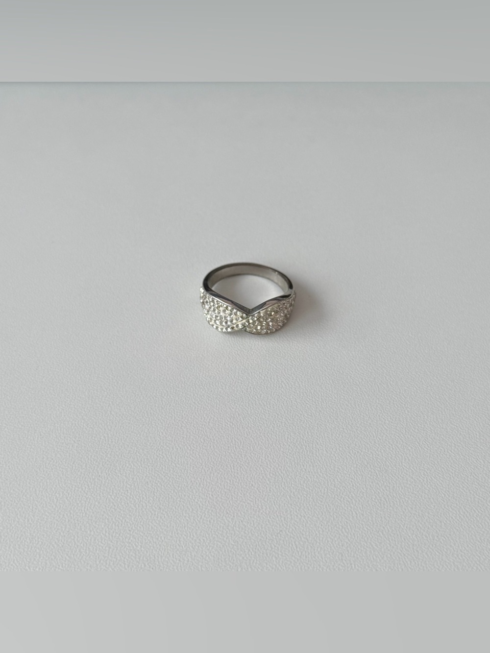 Sterling Silver Pave Twist Ring